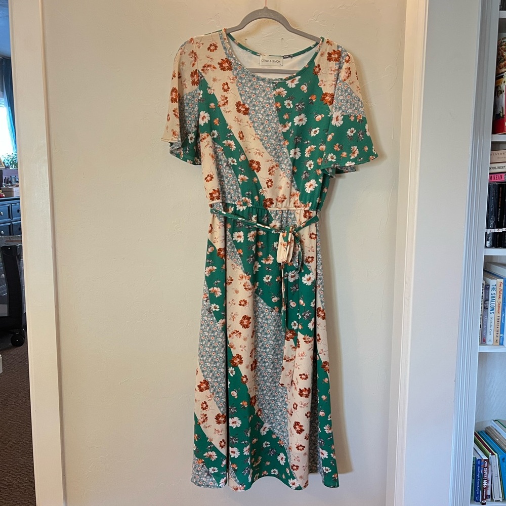ROOLEE Brand Citrus & Lemon Floral Dress Size Large